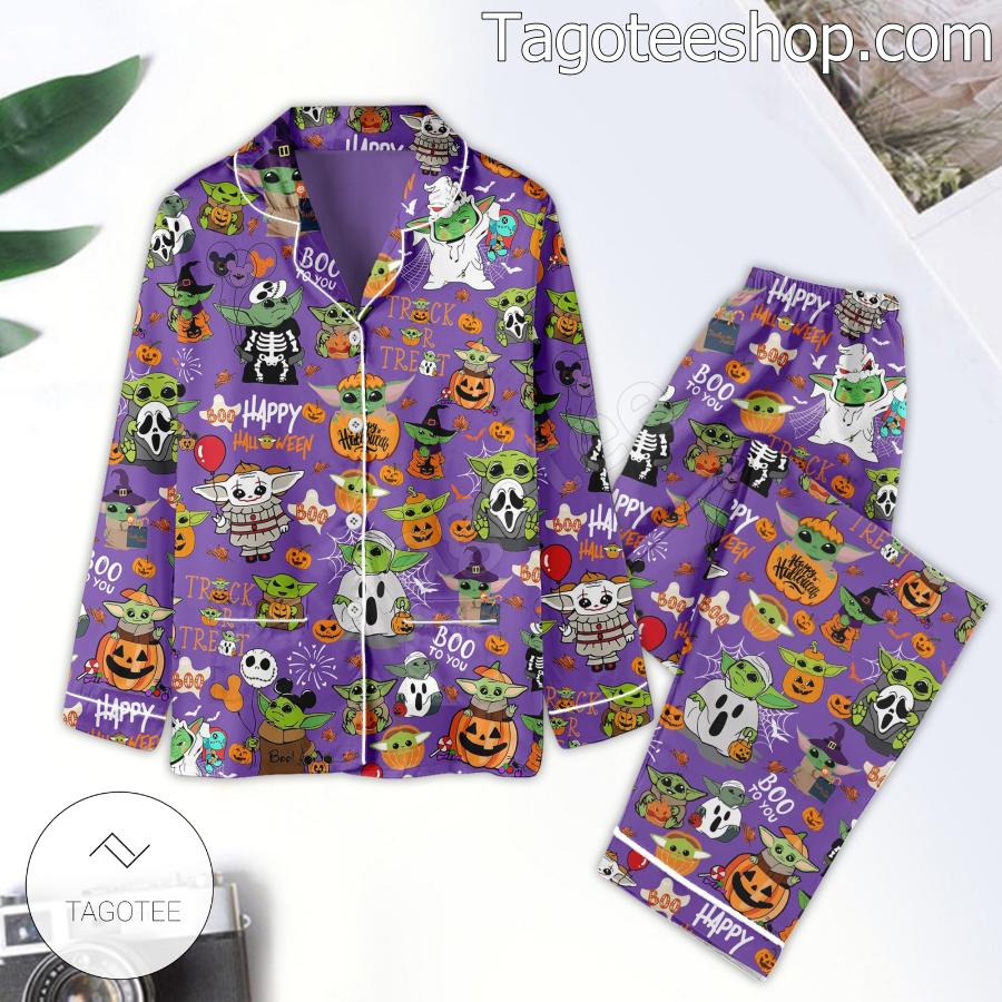 Baby Yoda Happy Halloween Trick Or Treat Matching Pajamas Set