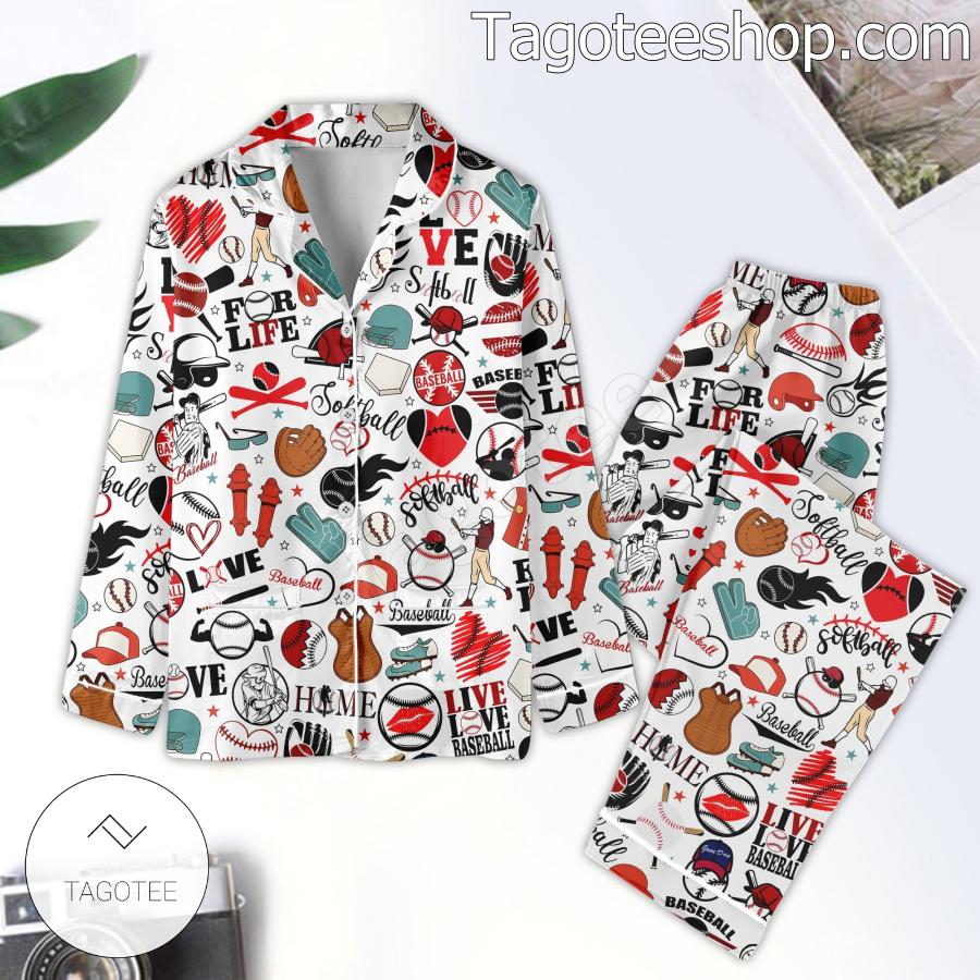 Baseball Home Pattern Pajamas Set