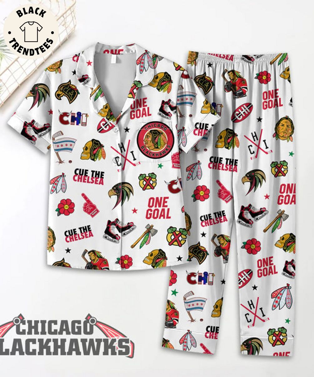 Chicago Blackhawks Cue The Chelsea One Goal Flower Design Pajama Set
