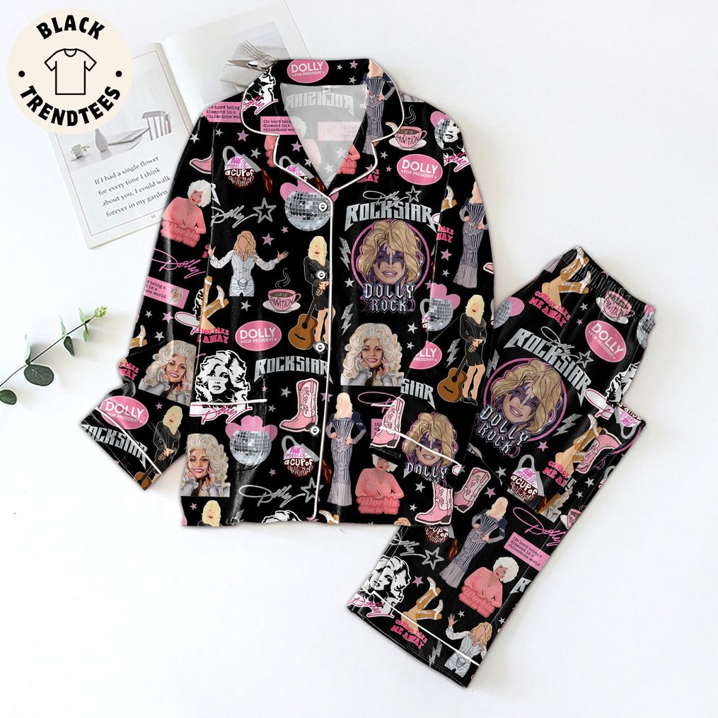 Dolly For President Rockstar Black Pajama Set