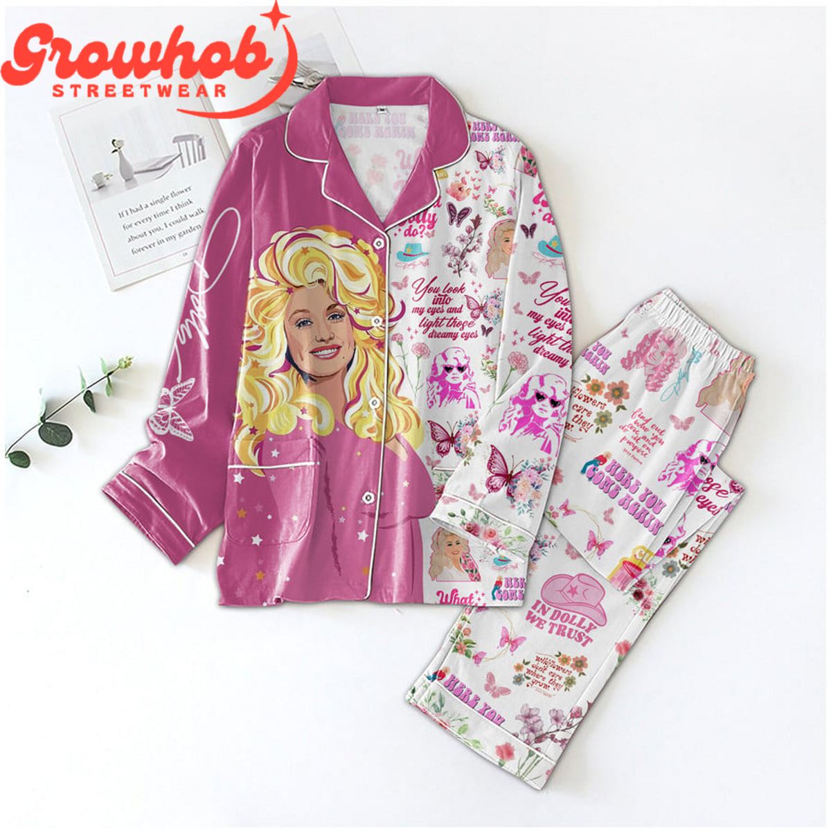 Dolly Parton Here You Come Again Valentine Polyester Pajama Set