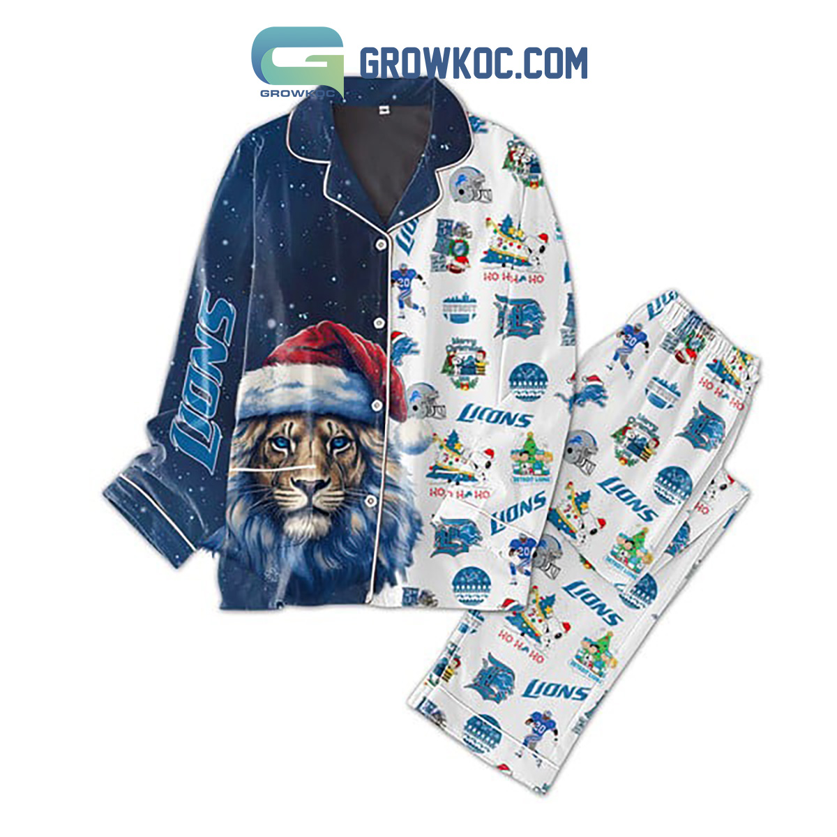 Detroit Lions Roary The Mascot Polyester Pajama Set