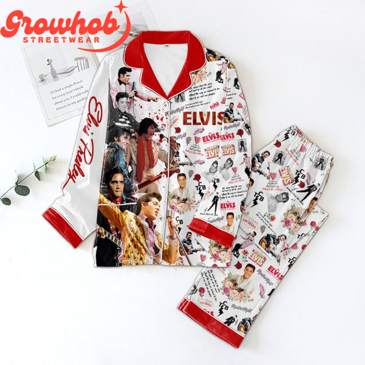 Elvis Presley Valentine King Of Roch N? Roll Polyester Pajama Set