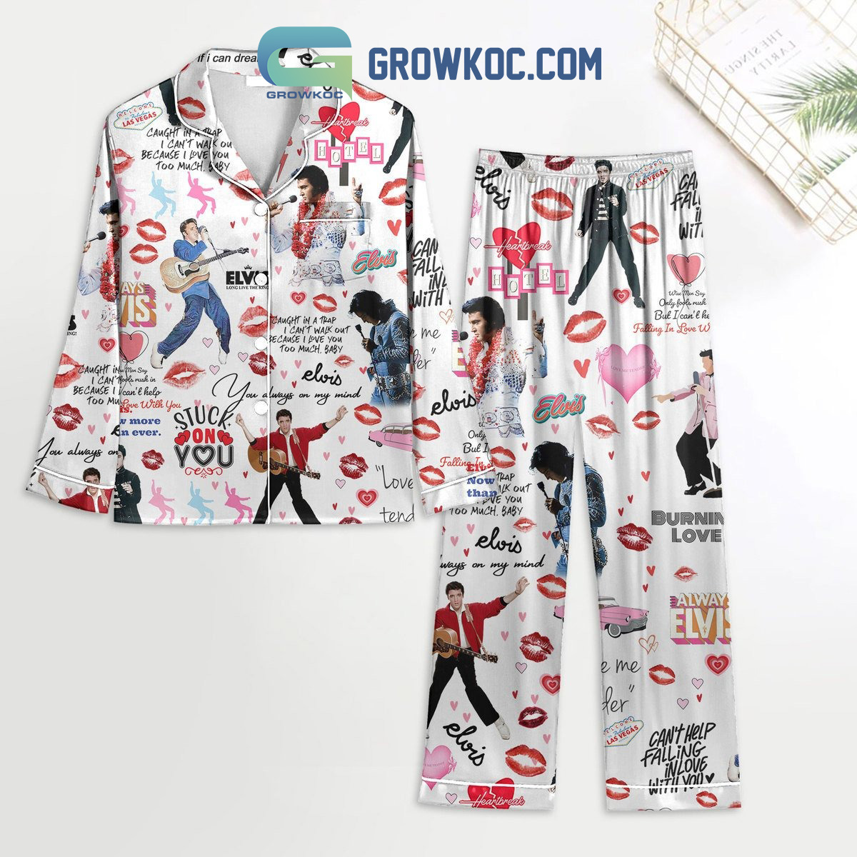 Elvis Presley Burning Love Polyester Pajama Set