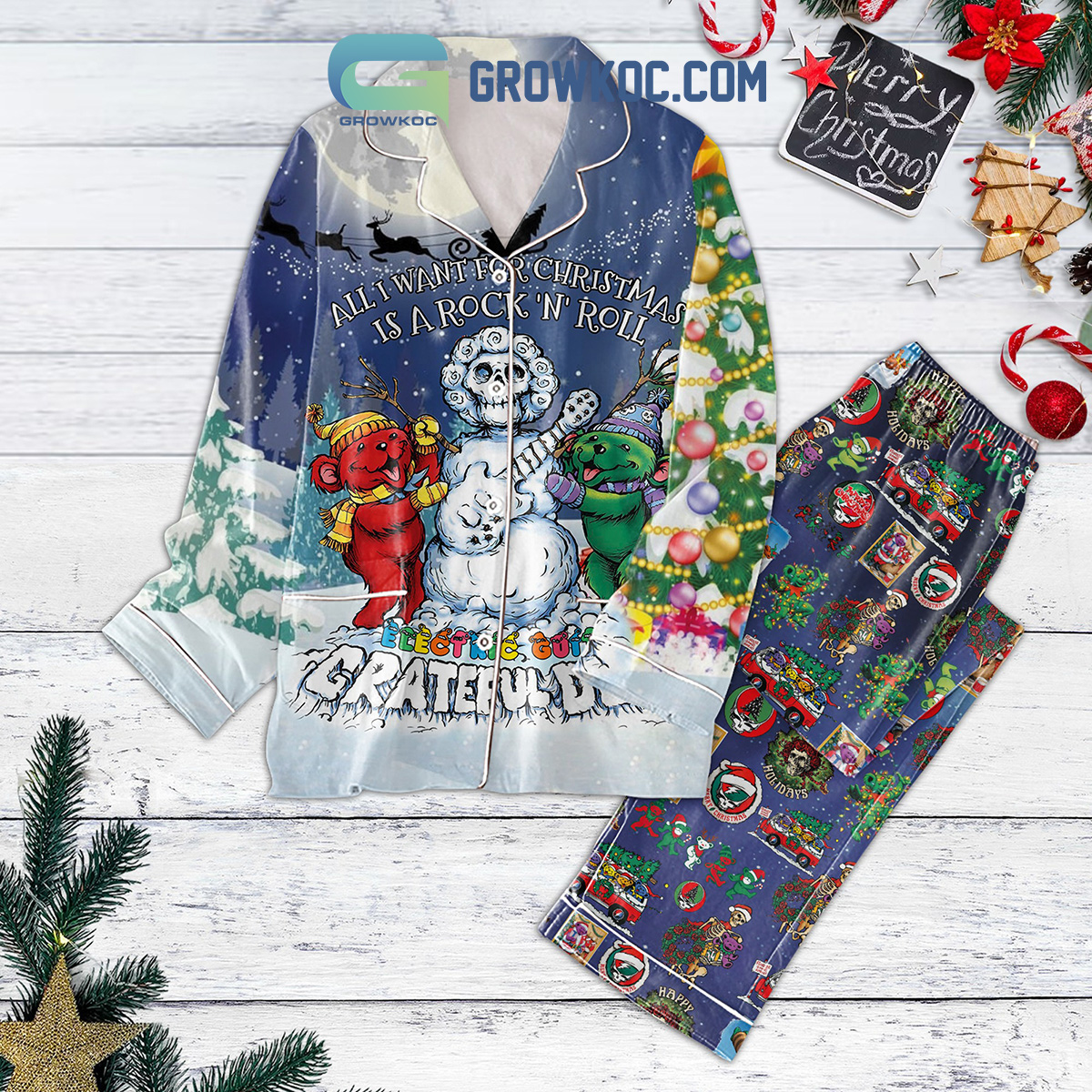 Grateful Dead All I Want For Is A Rock N Roll Pajama Set