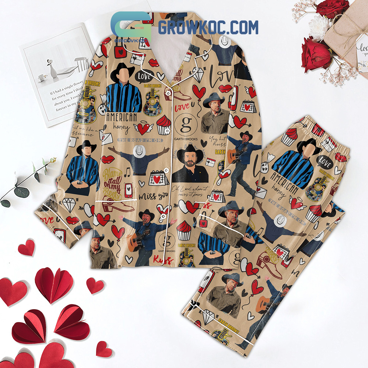 Garth Brooks Miss You Valentine Polyester Pajama Set