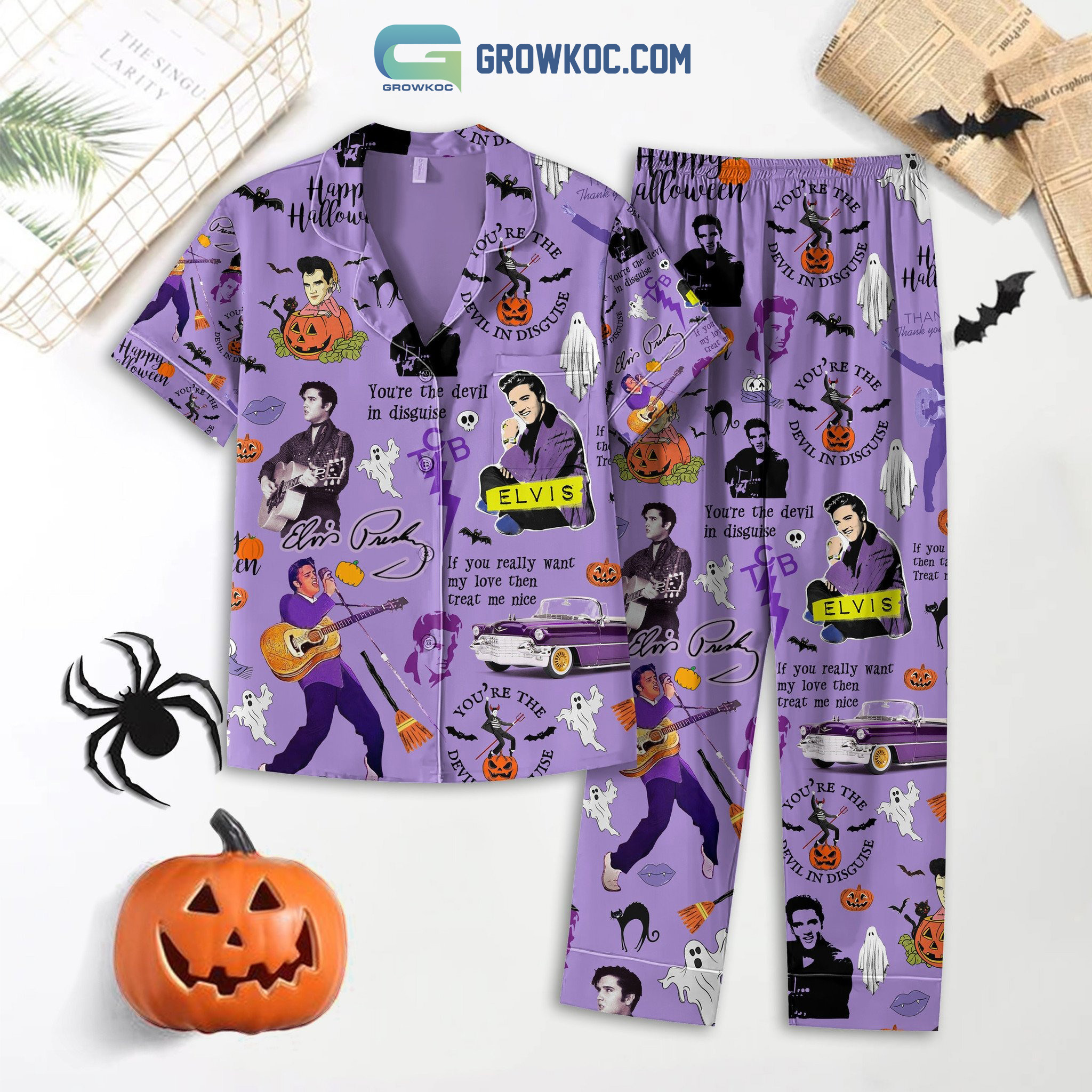 Elvis Presley You?Re The Devil In Disguise Happy Halloween Pajama Set