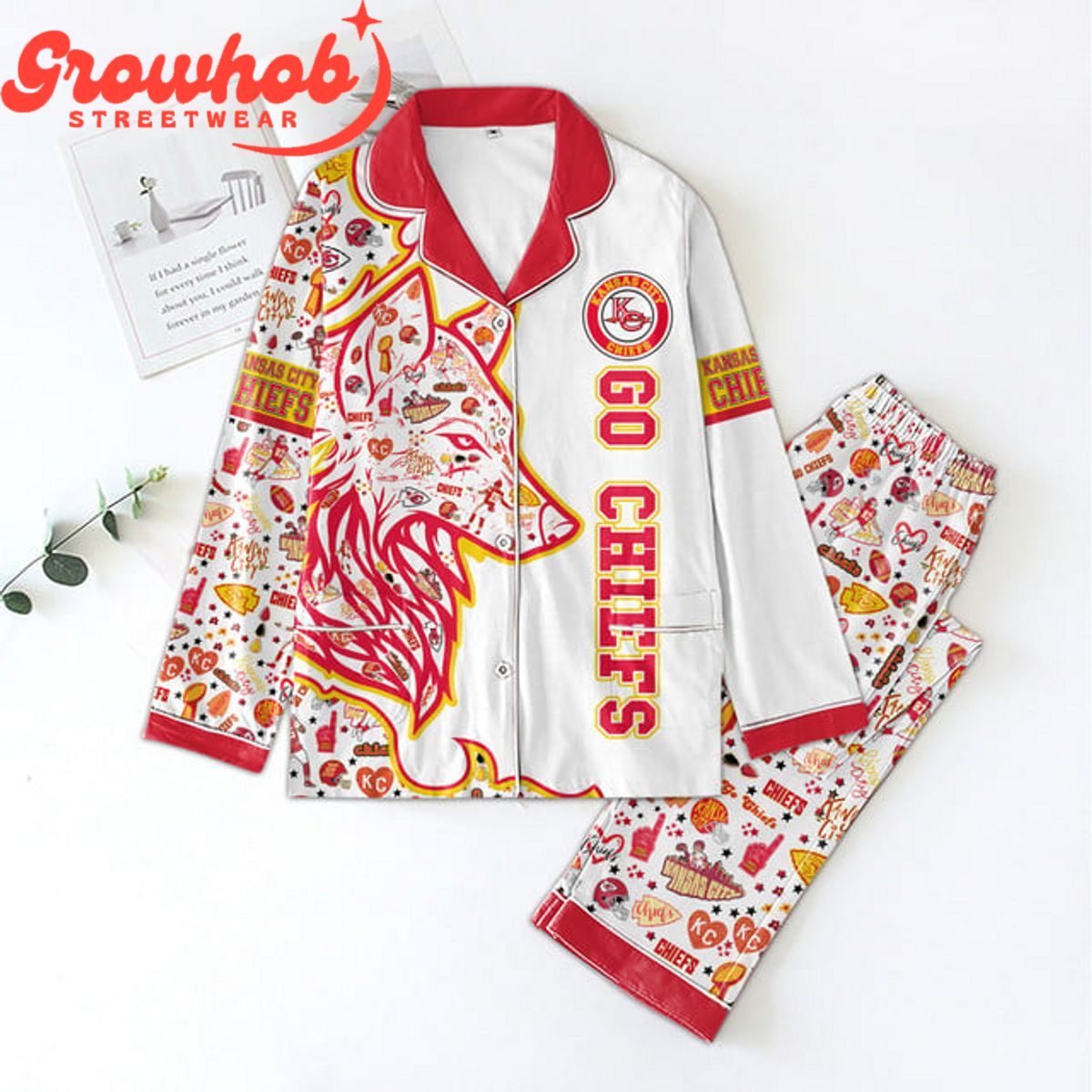 Kansas City Chiefs Go Chiefs Fan Polyester Pajama Set