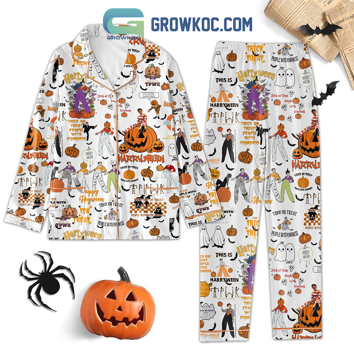 Harry Styles Happy Halloween Pumpkin This Is Harryween Pajama Set