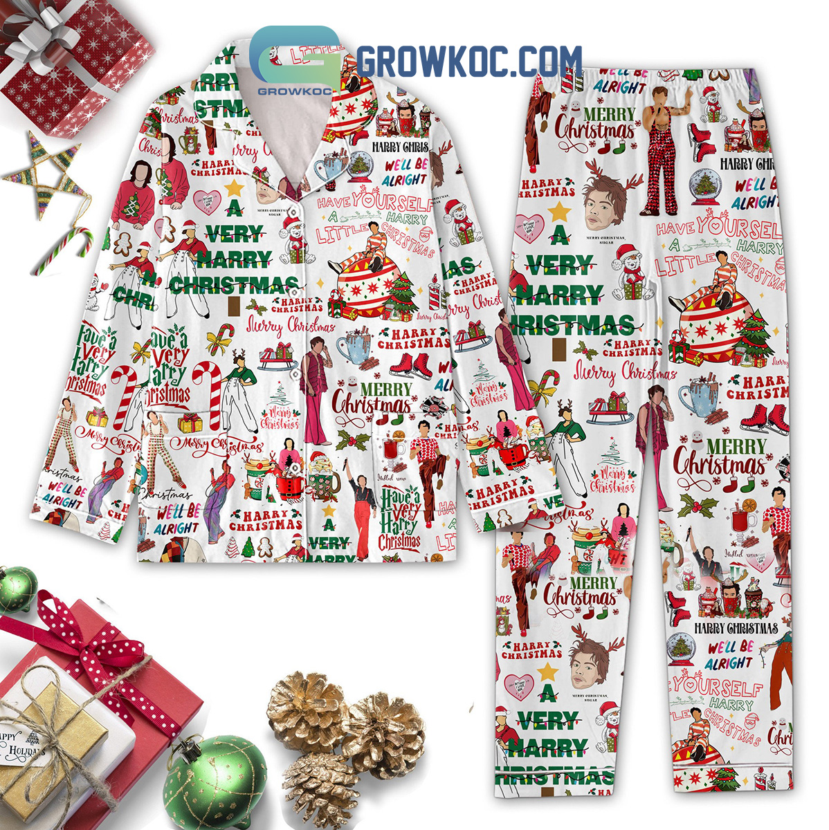 Harry Styles Merry We?Ll Be Alright Pajama Set