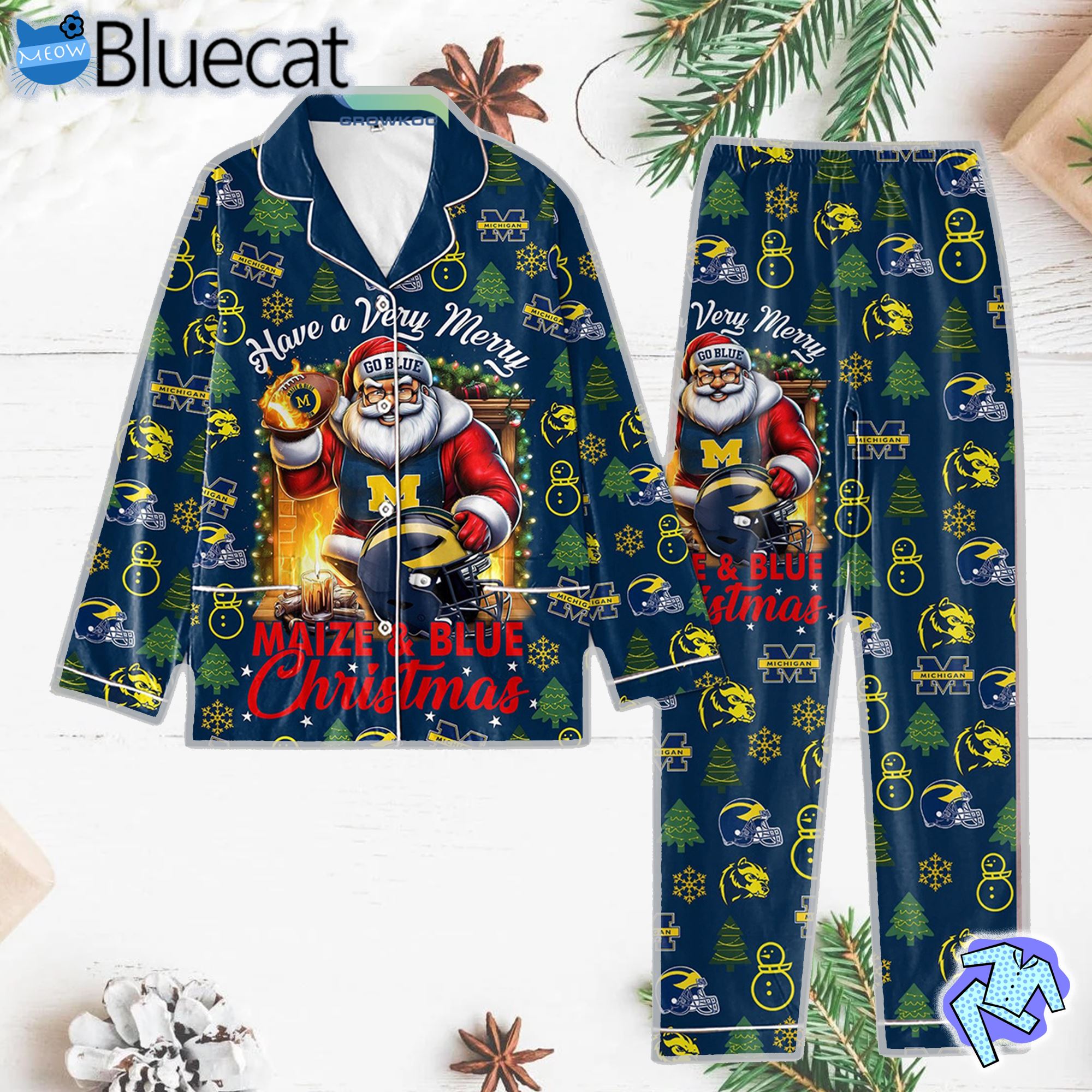 Have A Very Merry Maize And Blue Pajama Set