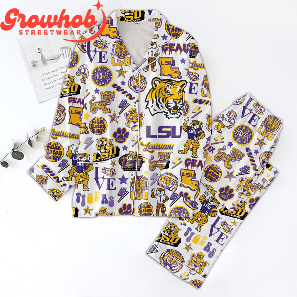 Lsu Tigers Valentine Polyester Pajama Set