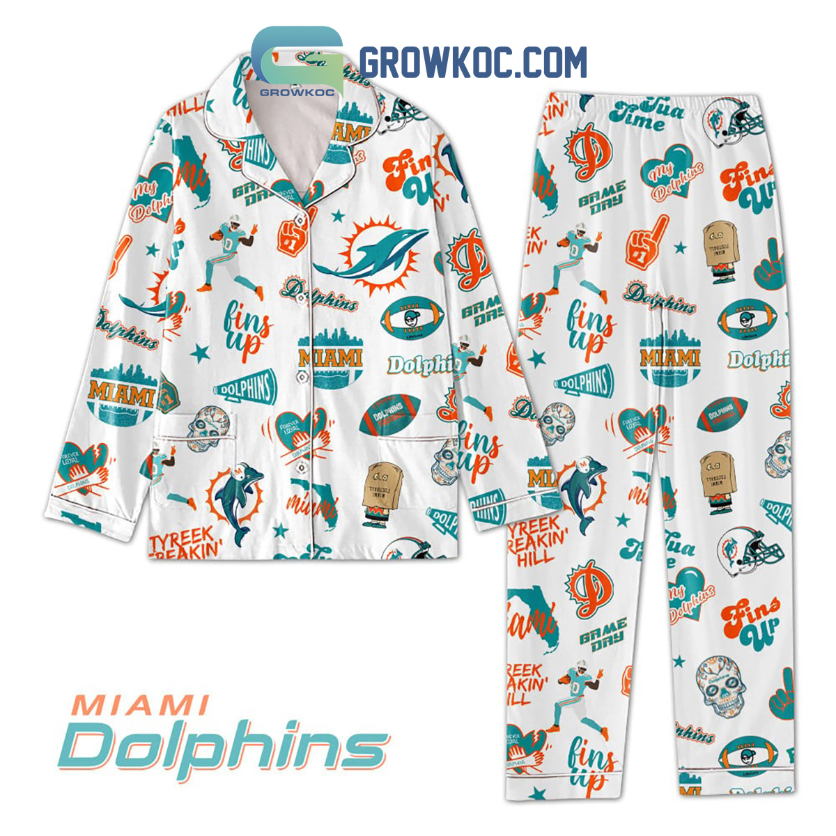 Miami Dolphins Fins Up Game Day Pajama Set