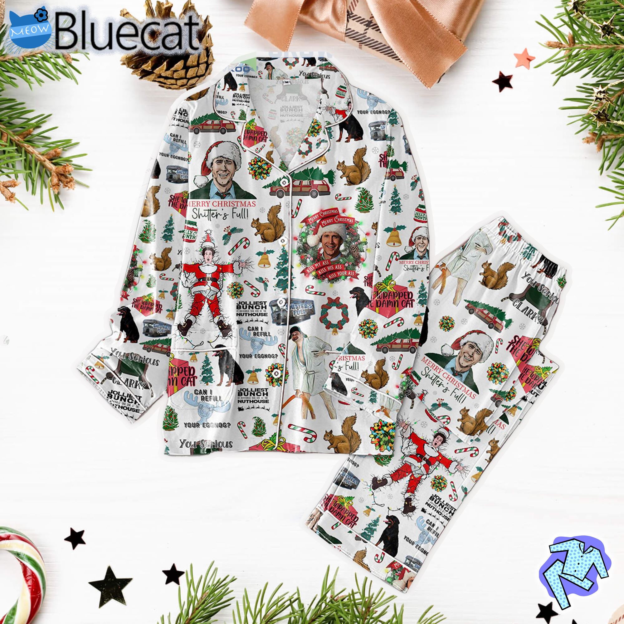 Merry Shitters Full Kiss My Ass Kiss His Ass Kiss Your Ass Pajama Set