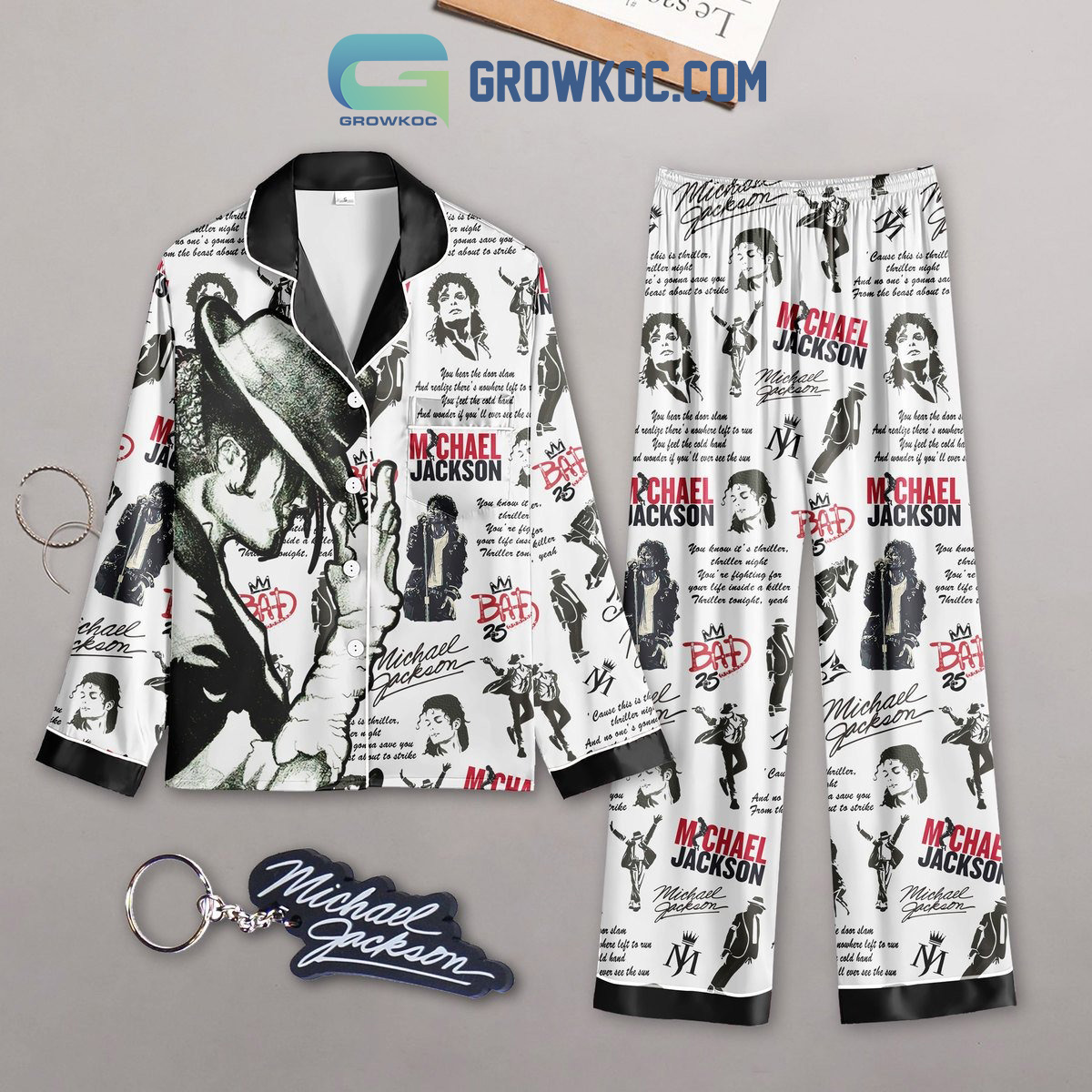 Michael Jackson Black And White Polyester Pajama Set