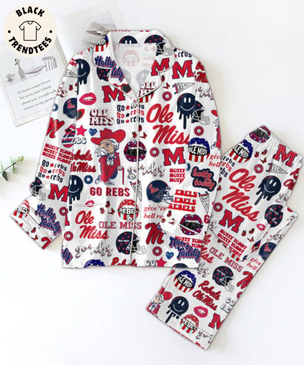 Ole Miss Hotty Toddy Rebels Go Rebs White Pajama Set