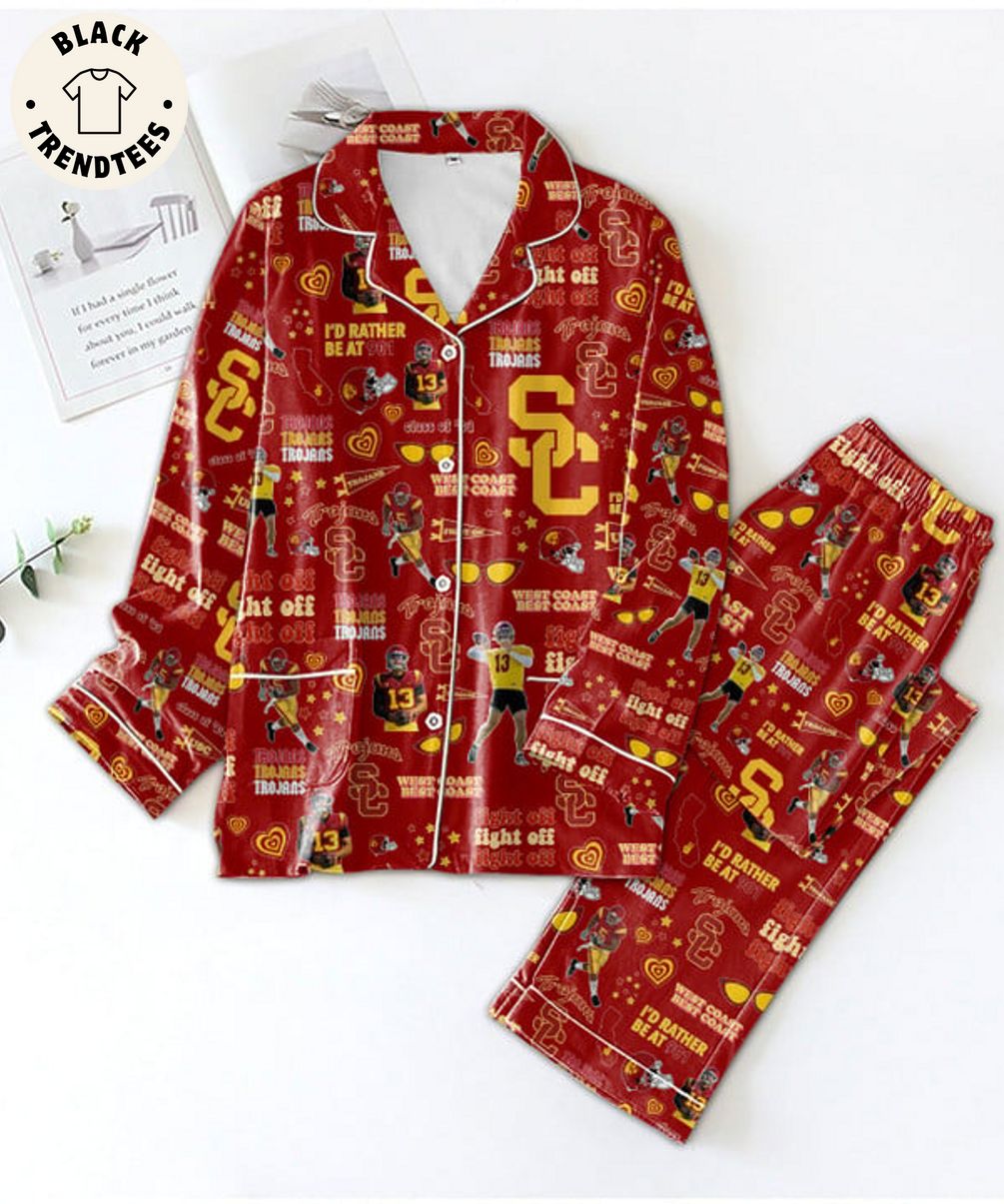New Trojans West Coast Id Rather Be At 901 Red Pajama Set