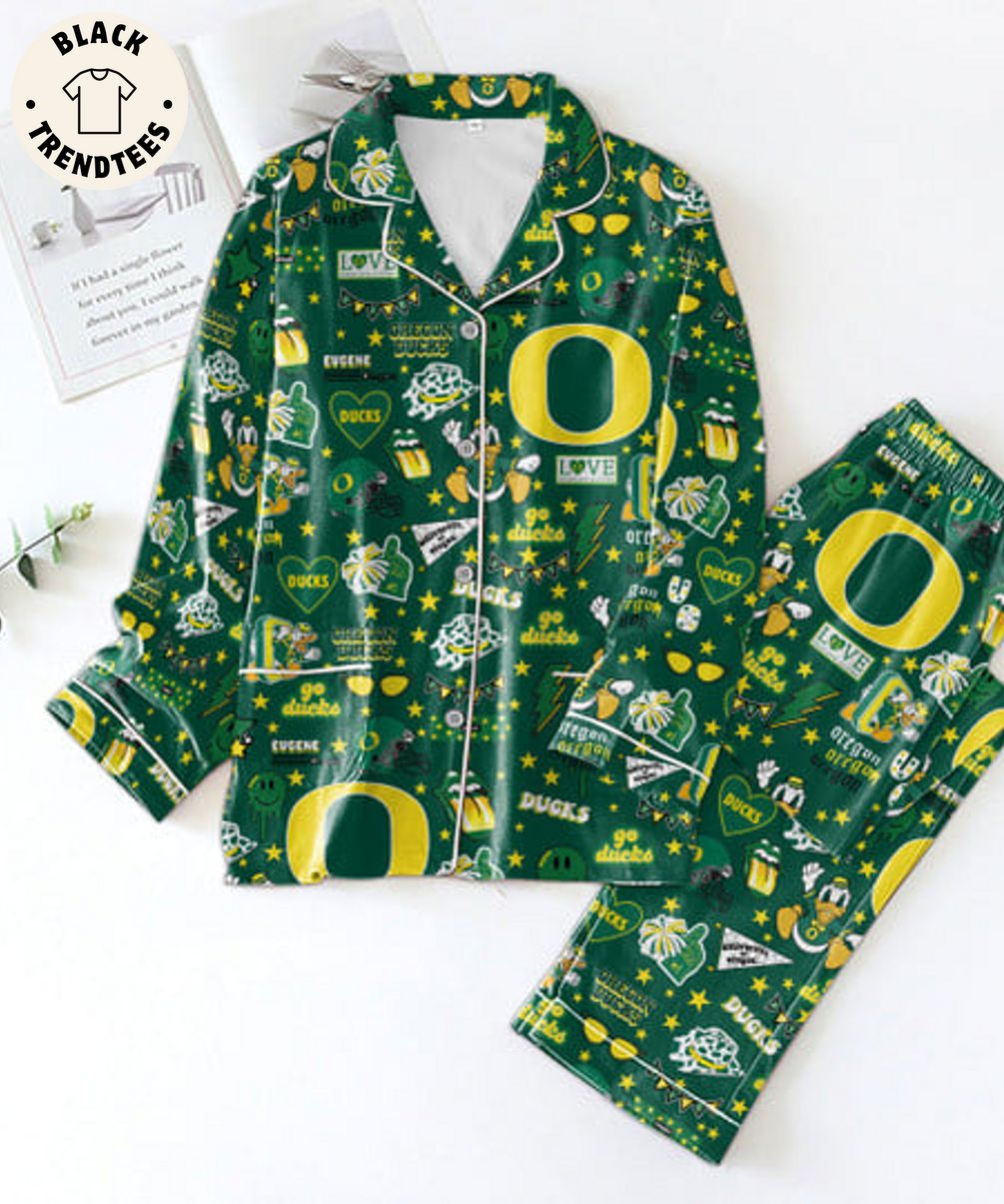 New Oregon Ducks University Oregon Eugene Green Pajama Set