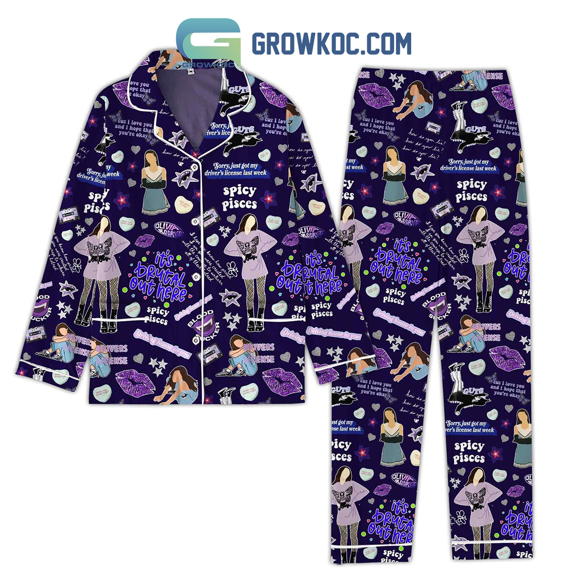 Olivia Rodrigo It?S Brutal Out Here Blood Sucker Spicy Pisces Pajama Set
