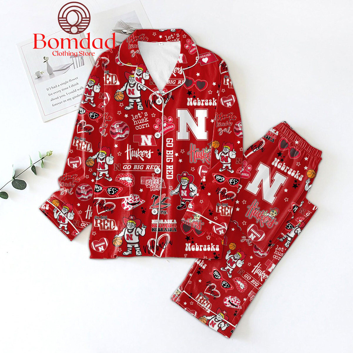 Nebraska Cornhuskers I Bleed Red Let?S Husk Corn Pajama Set