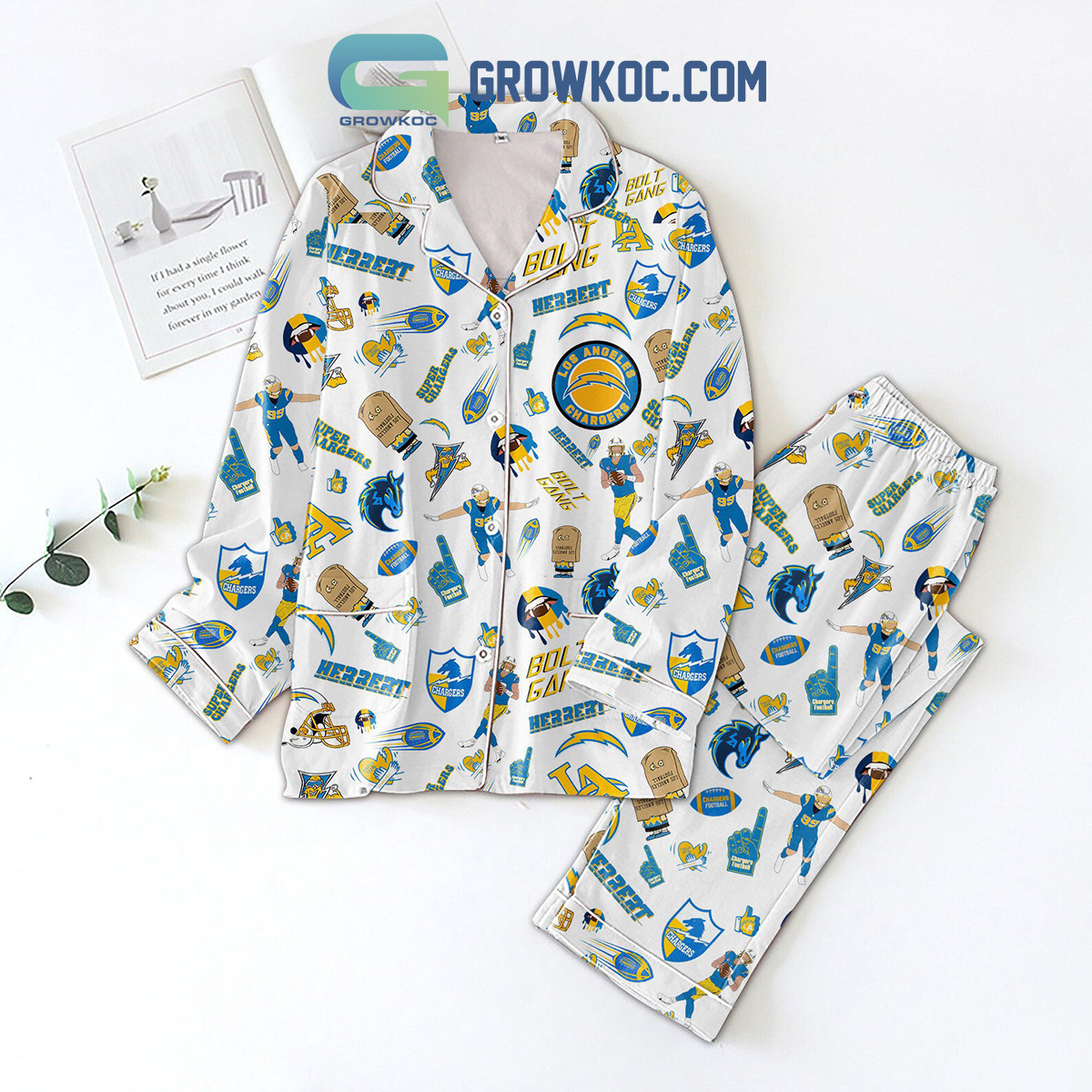 Los Angeles Chargers Bolt Gang Super Chargers Pajama Set
