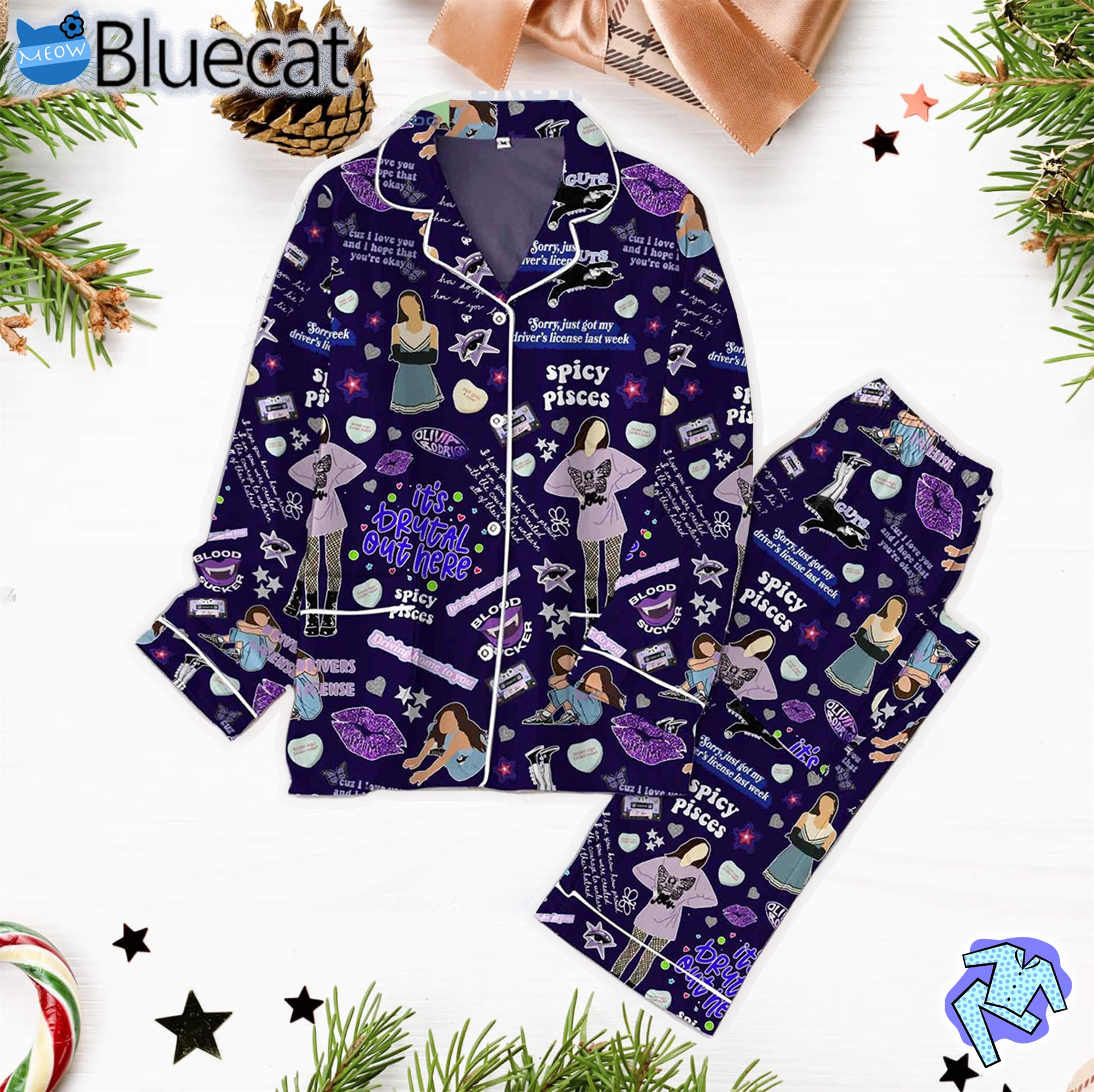 Olivia Rodrigo Its Brutal Out Here Blood Sucker Spicy Pisces Pajama Set