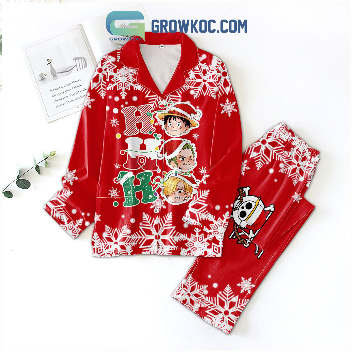 One Piece Snow Ho Ho Ho Pajama Set