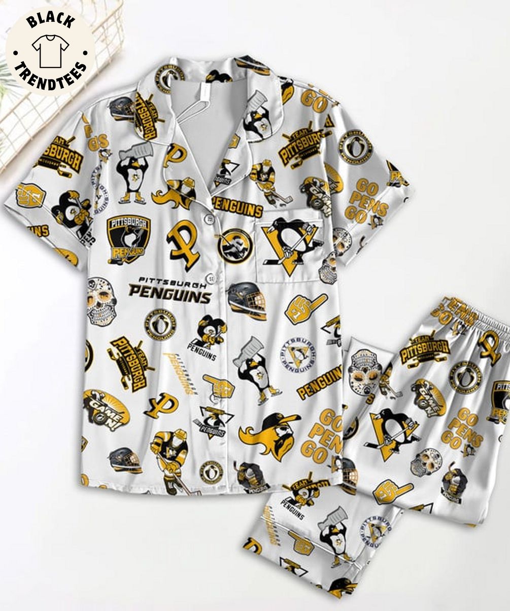 Pittsburgh Penguins Go Pens Go Logo Design Pajama Set