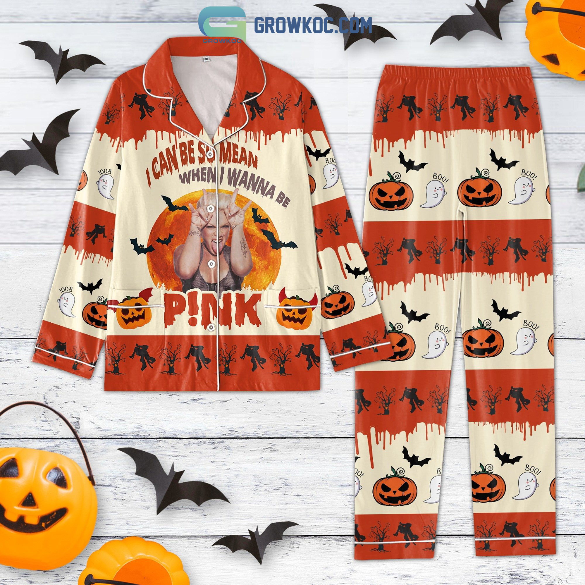Pink I Can Be So Mean When I Wanna Be Halloween Pajama Set