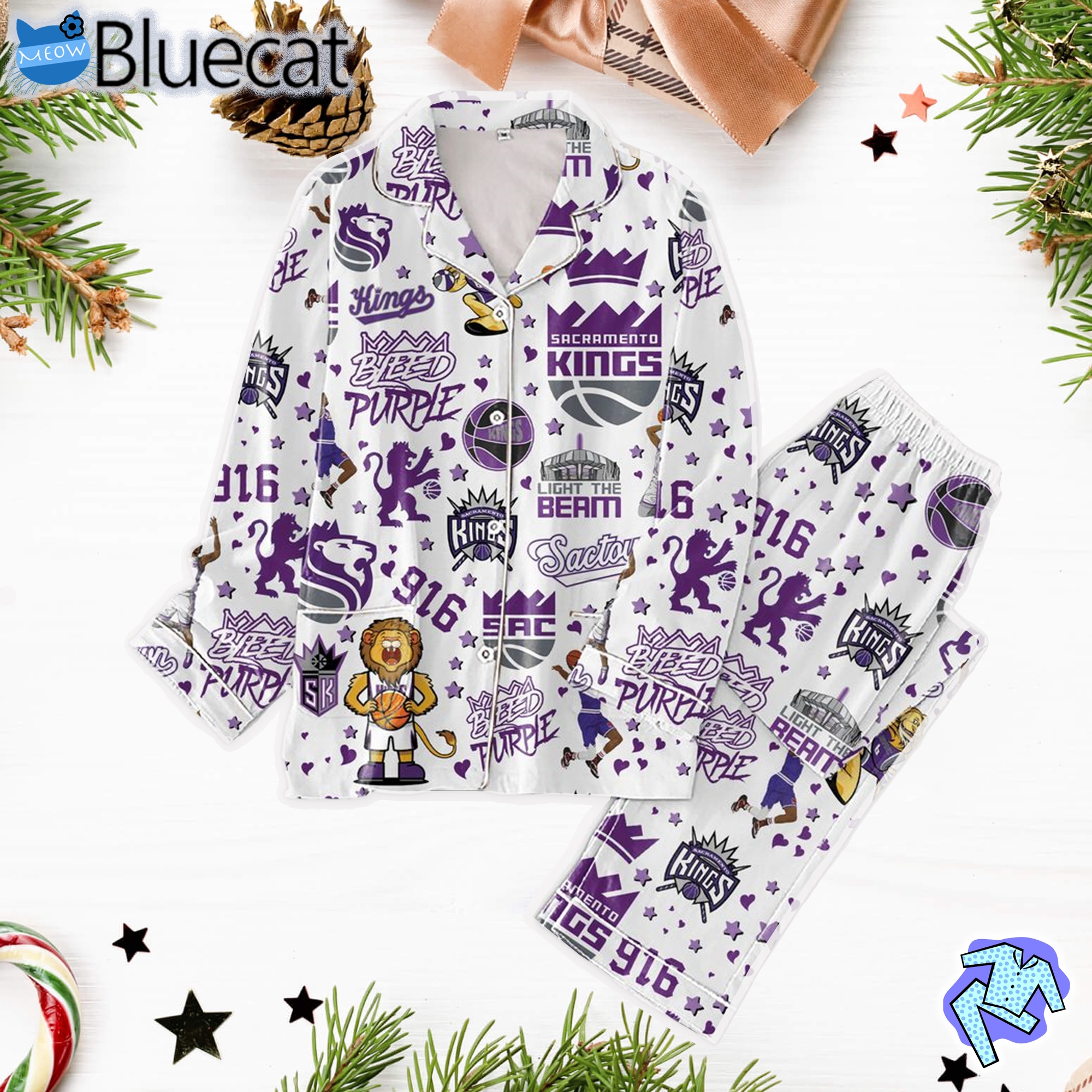 Sacramento Kings Bleed Purple 916 Light The Beam Pajama Set