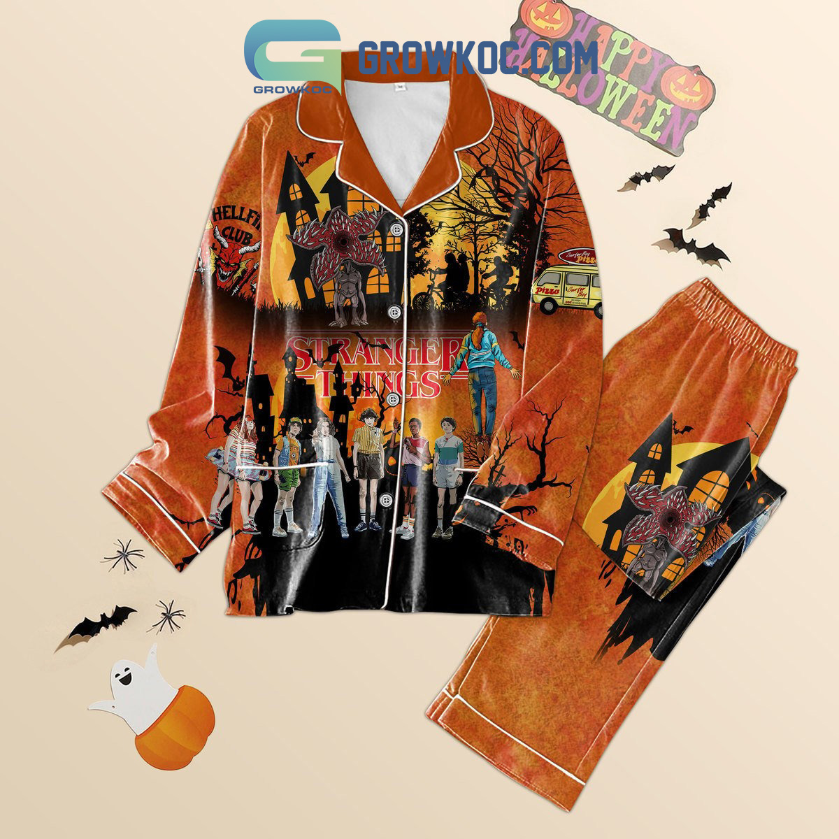 Stranger Things Hellfire Club Halloween Night Pajama Set