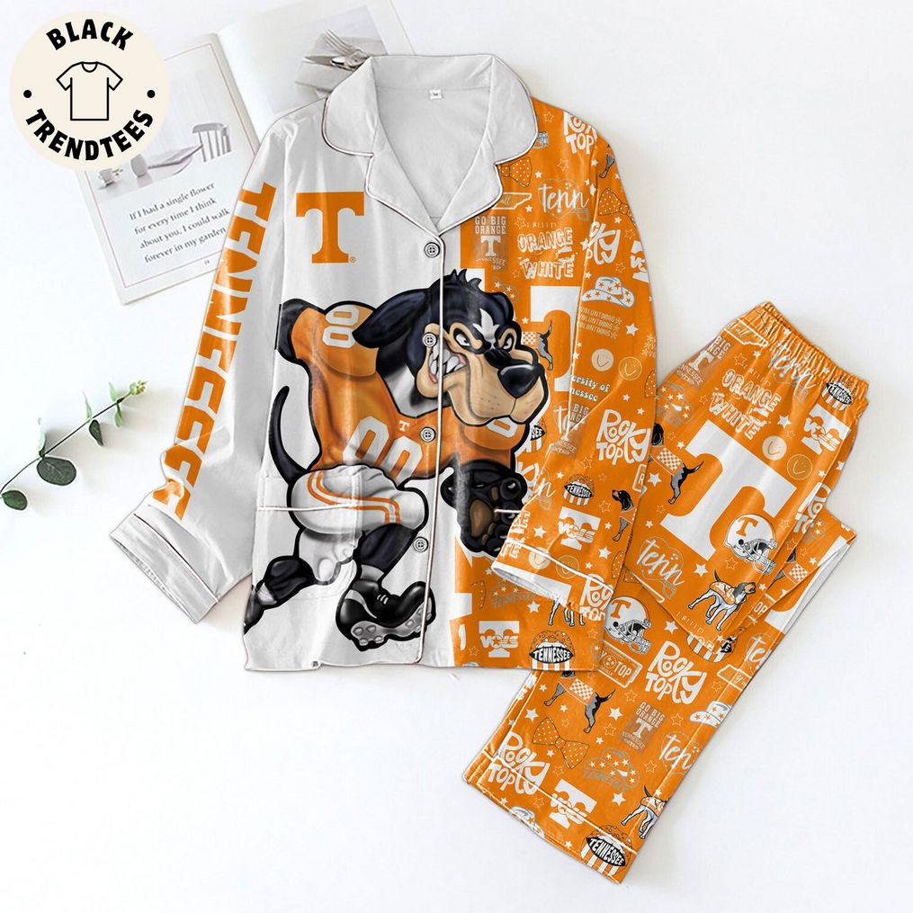 Tennessee Orange White Rocky Top Mascot Design Pajama Set