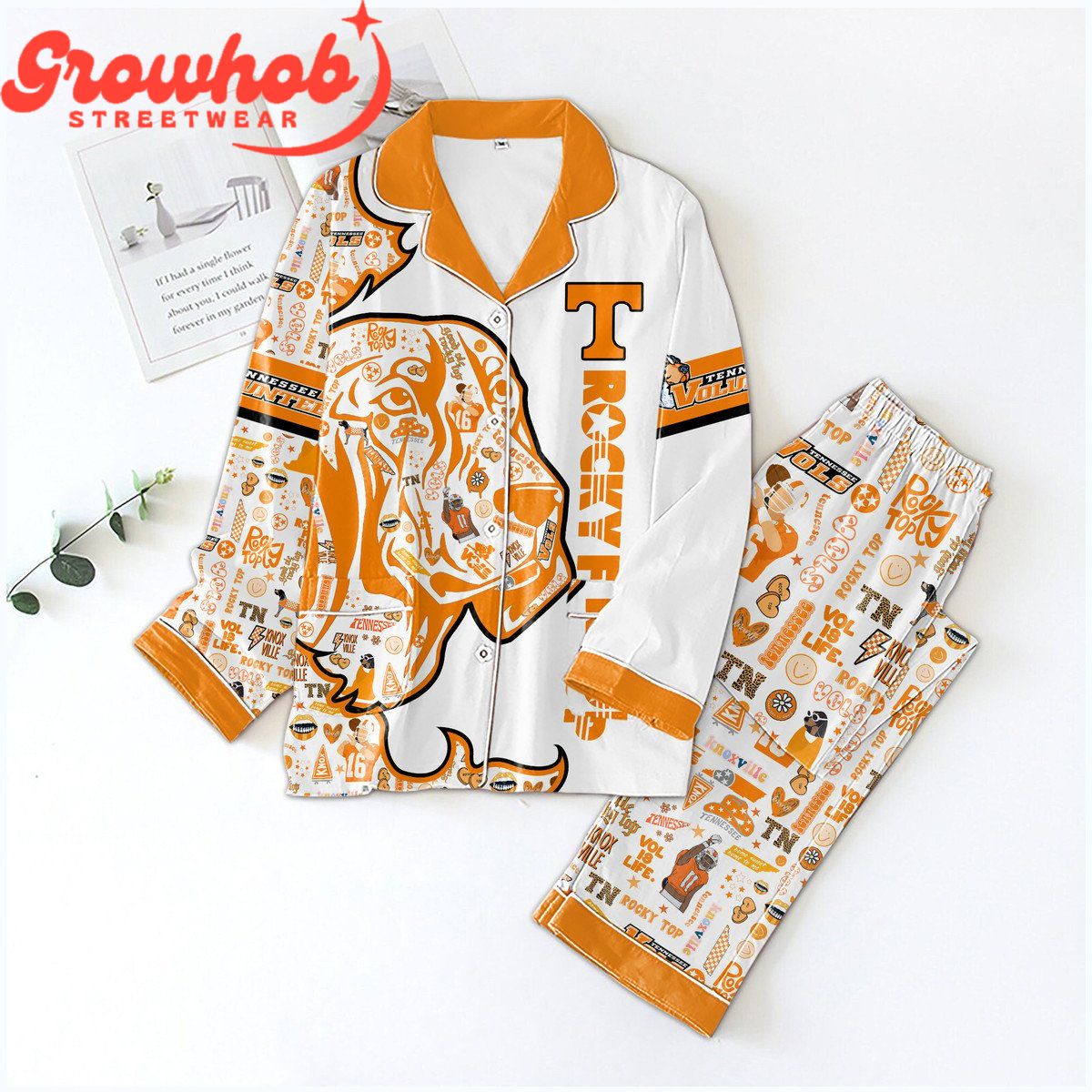 Tennessee Volunteers Rocky F?N Top Polyester Pajama Set
