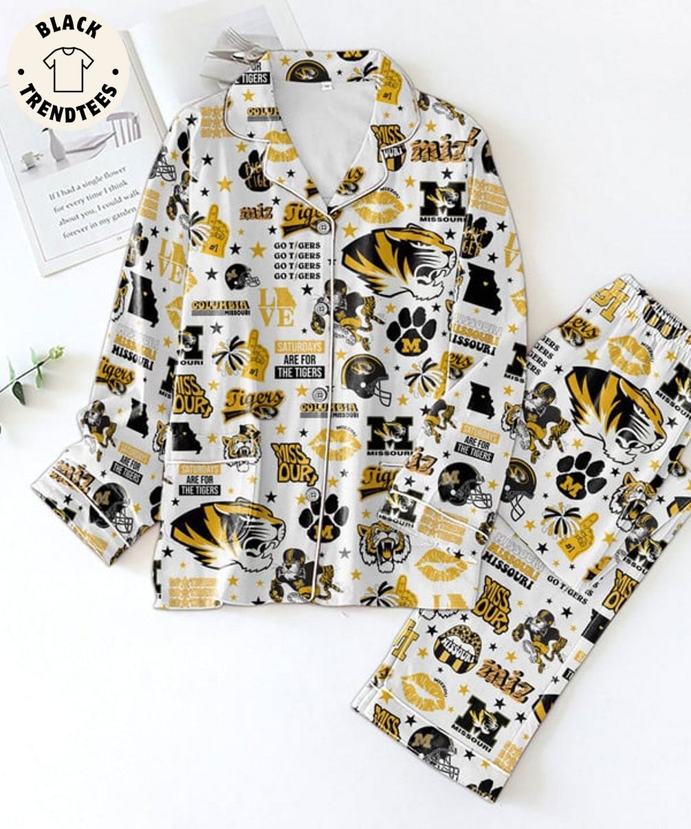 The Best Missouri Saturdays Are For The Tigers Mascot Design White Pajama Set