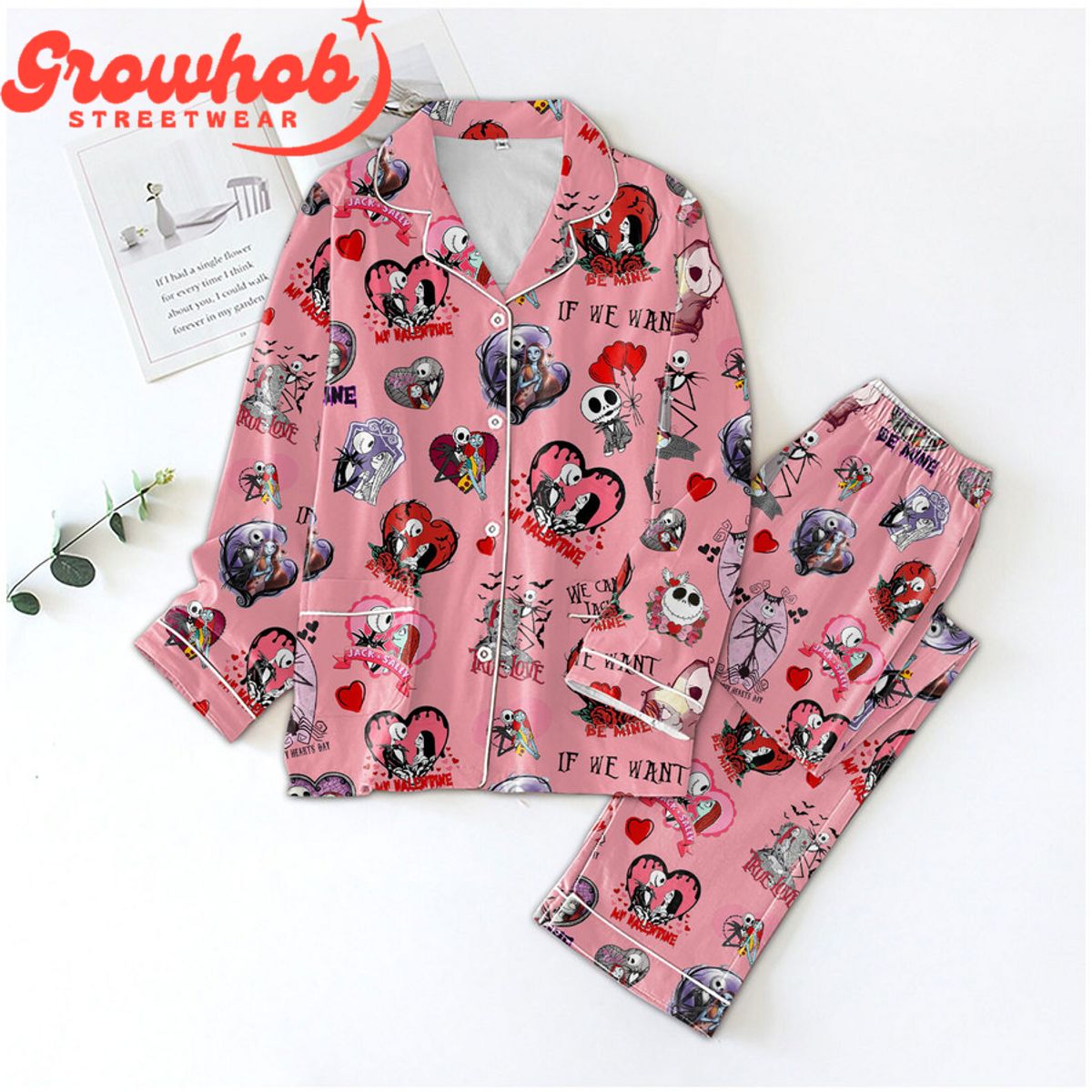 The Nightmare Before Valentine Polyester Pajama Set