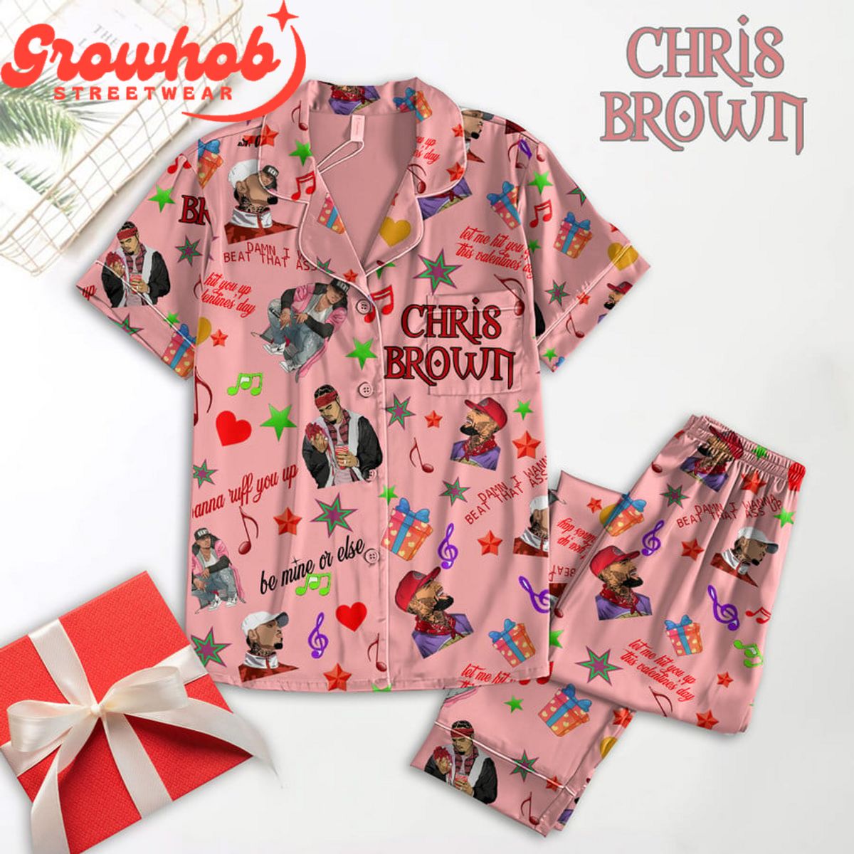 Chris Brown Valentine Polyester Pajama Set