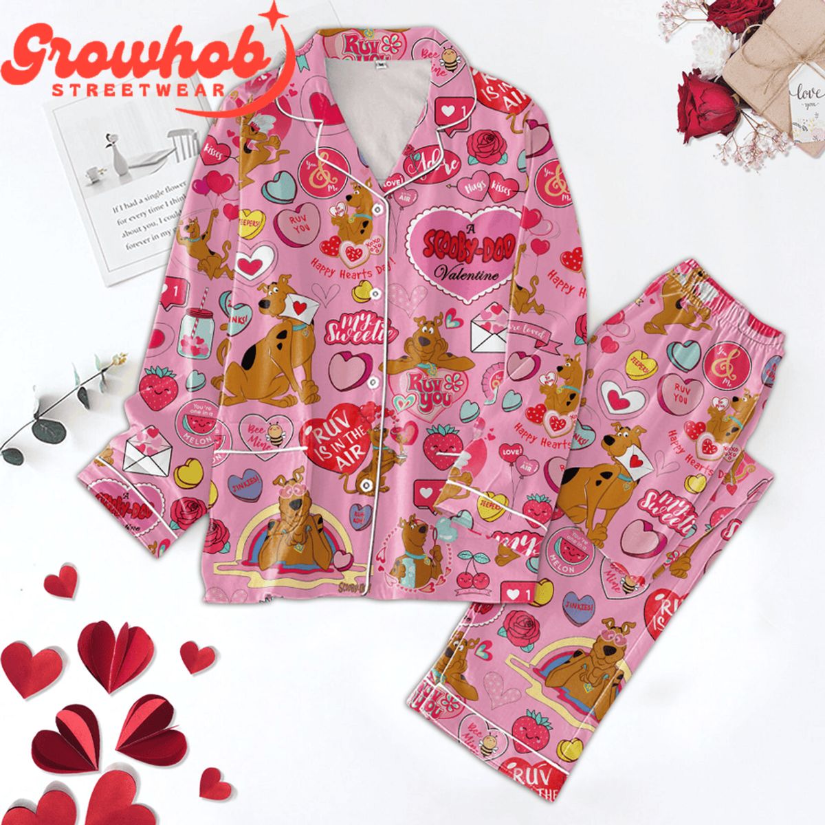Scooby-Doo Bee Mine Polyester Pajama Set Pink