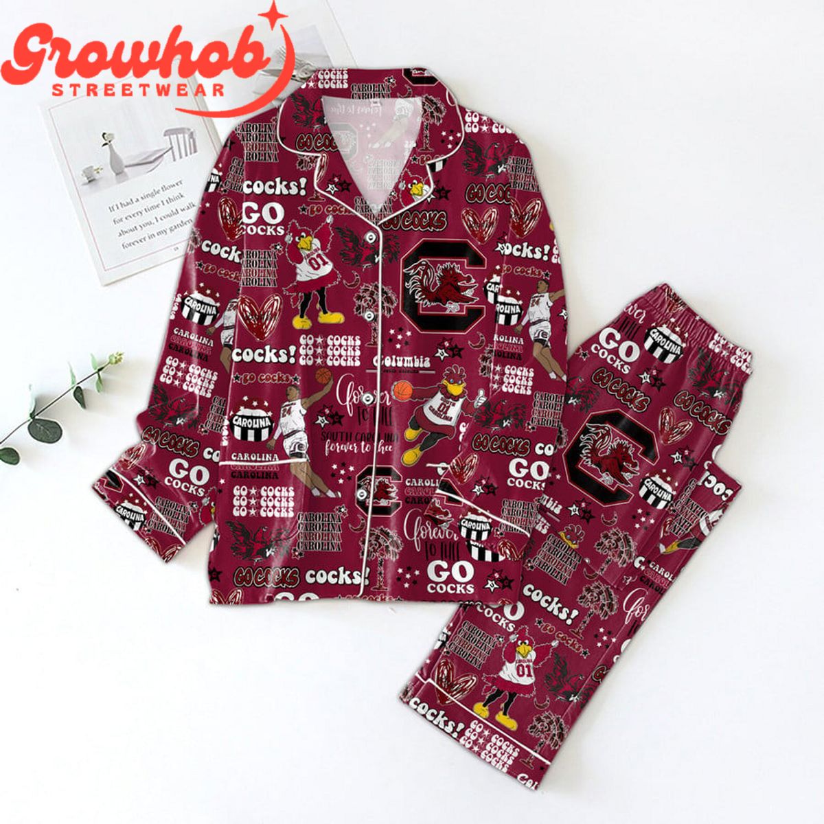 South Carolina Gamecocks Fan Love Polyester Pajama Set