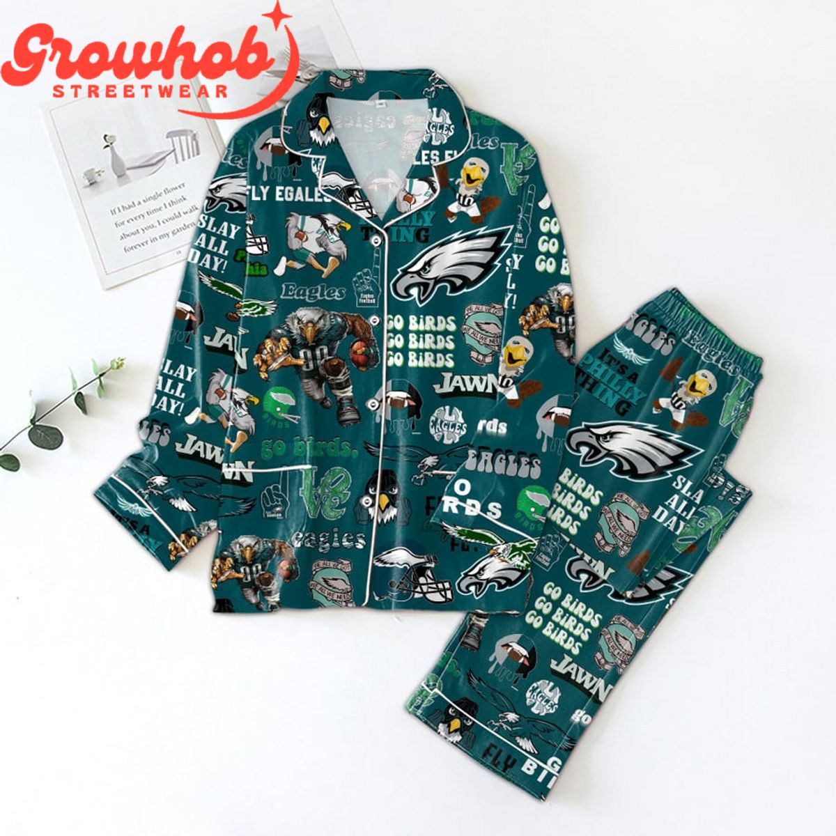 Philadelphia Eagles Philly Thing Polyester Pajama Set Green