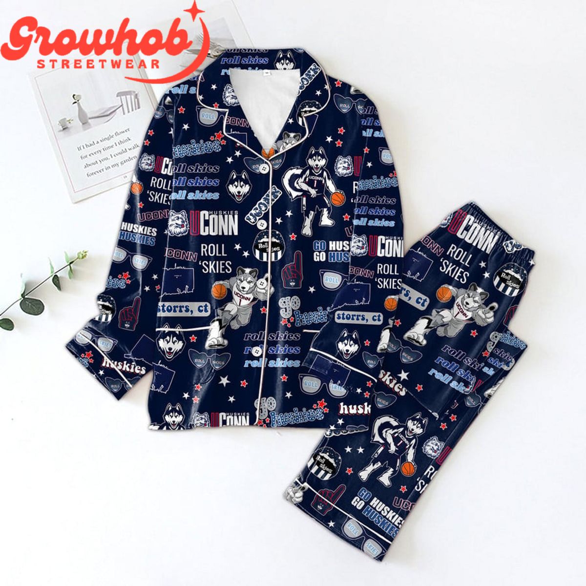 Uconn Huskies Roll Skies Polyester Pajama Set