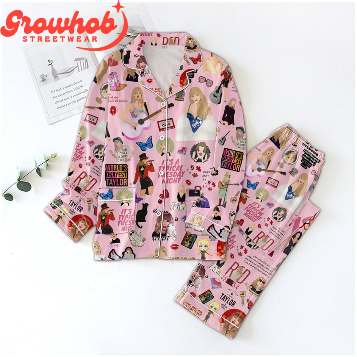 Taylor Swift Belong With Me Polyester Pajama Set Pink Design