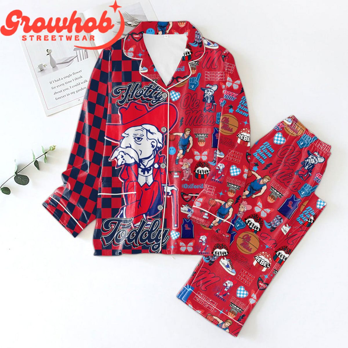 Ole Miss Rebels Hotty Toddy Basketball Polyester Pajama Set