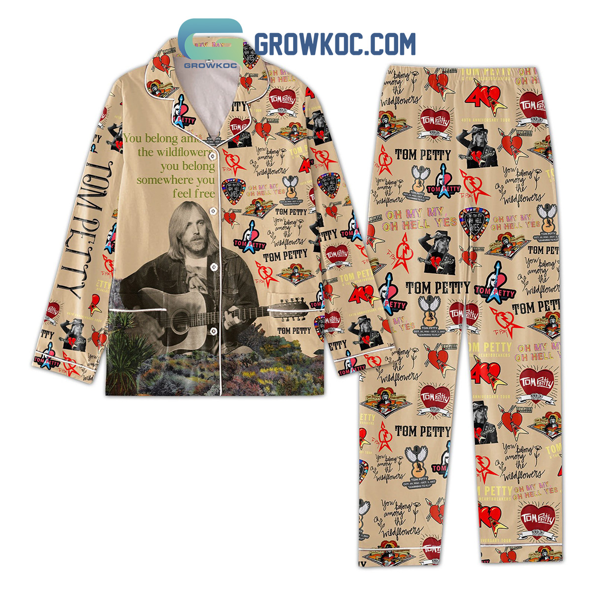 Tom Petty Oh Hell Yes Polyester Pajama Set