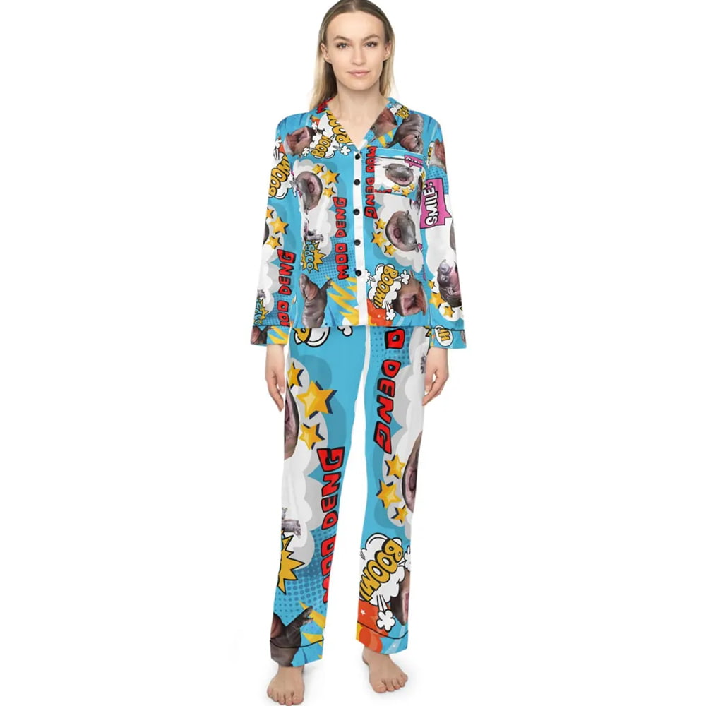 Moo Deng Women?S Satin Pajama Set