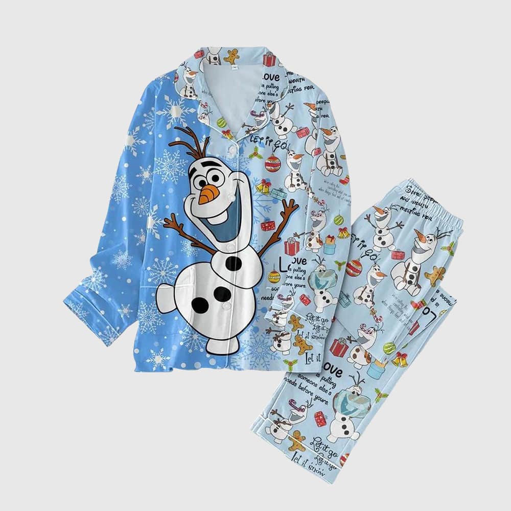 Let It Go Blue Snowman Pajama Set