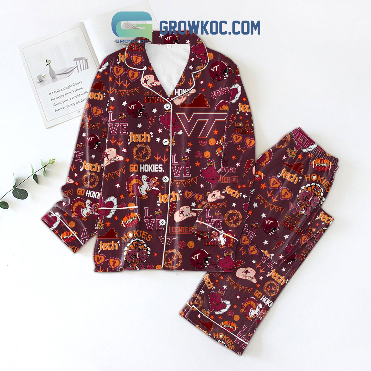 Virginia Tech Hokies Let?S Go Hokies Pajama Set