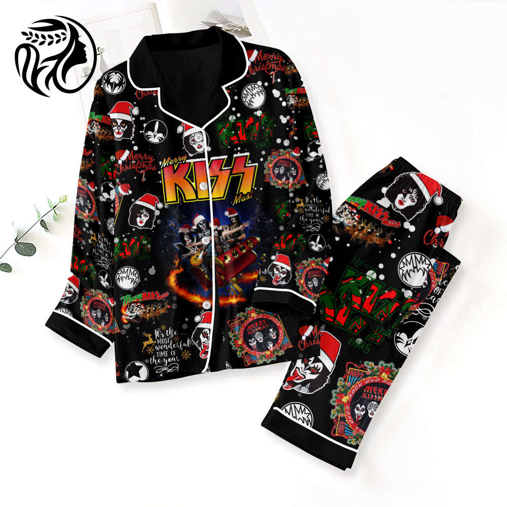 Kiss Band Button Down Pajama Set