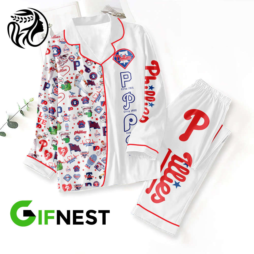 Philadelphia Phillies Button Down Pajama Set