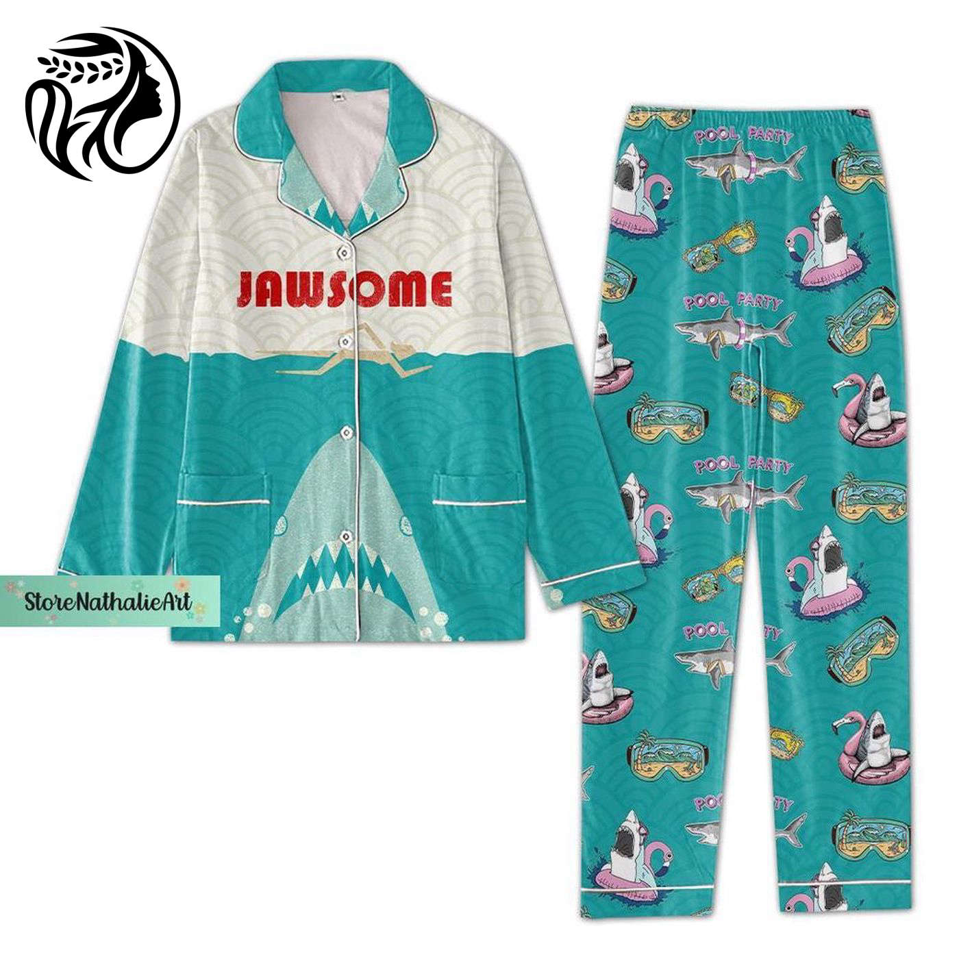 Jaw Some Pajama Set Set Jaws Movie Womens & Shark-Themed Pjs