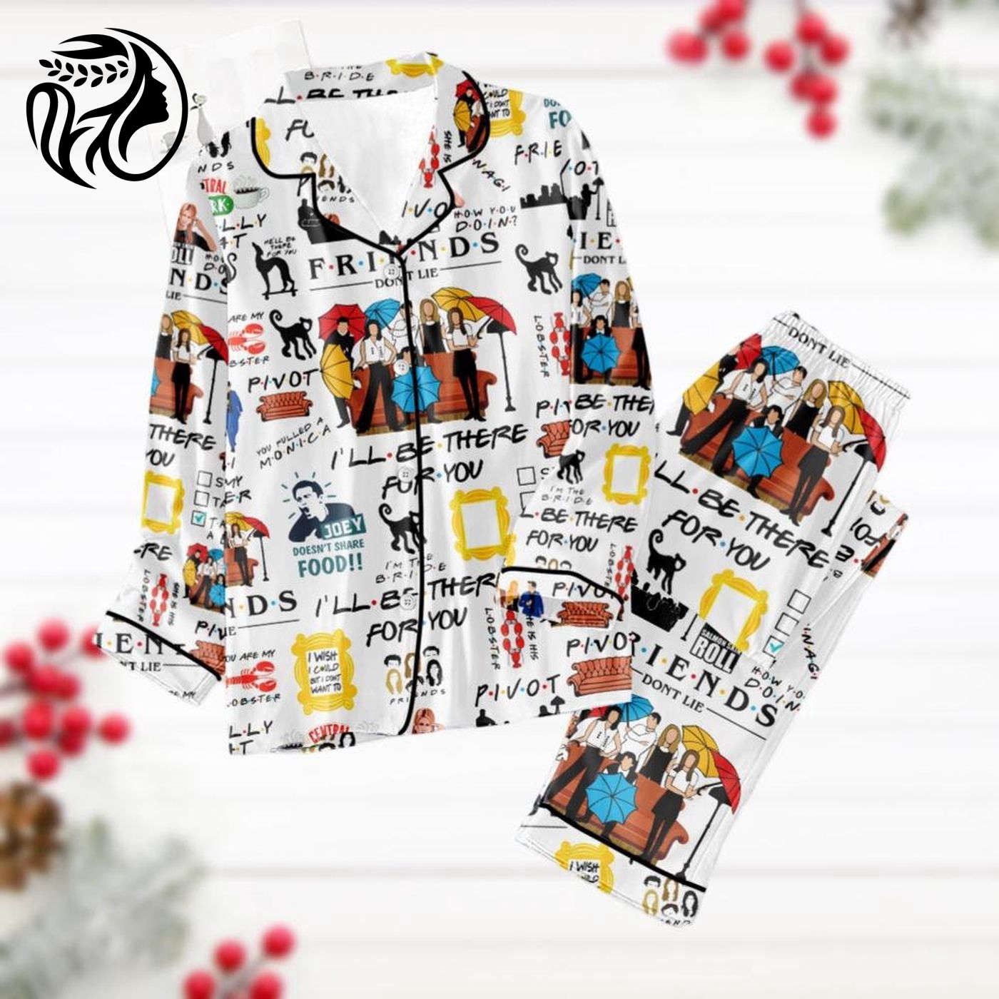 Friends Pajama Set Set Chandler Bing Holiday & Tv Sitcom Pjs With Movie Quotes Shirt